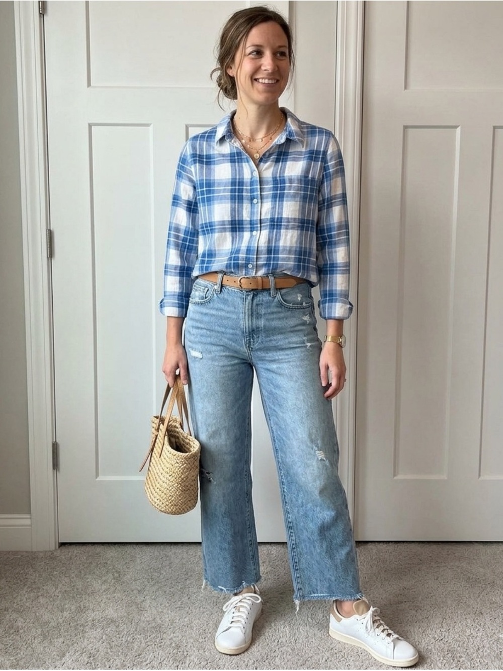 Croft & Barrow Women's Long-Sleeve Plaid Button-Down Shirt Size Small